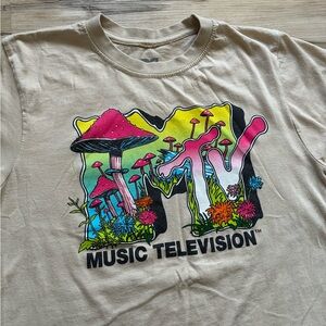 MTV Music Television Graphic Tee - Cream with Neon Print
